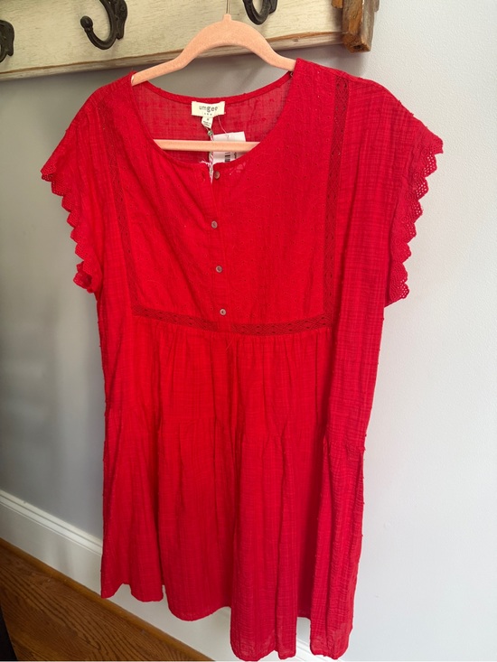 Umgee Dresses & Skirts - Umgee Bright Red Short Sleeve Button-Front Mini Dress